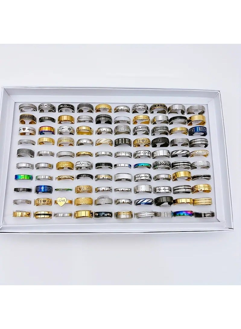 Haidue 20 Pcs Fashion Ring Set Style and Size Random Made Of Stainless Steel Multi Styles For You To Mix And Match Suitable For Men And Women Blind Bag  - Image 4