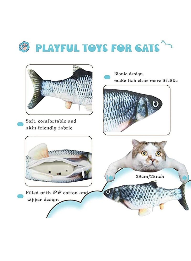 KASTWAVE Cat Fish Toy, Flopping Fish Cat Toy Moving Fish Catnip Toy, Interactive Cat Toys for Indoor Cats Floppy Cat Kicker Fish Toys Electric Flippity Fish Kitten Toys Different Fish for Choice (2 Pack) - Image 2