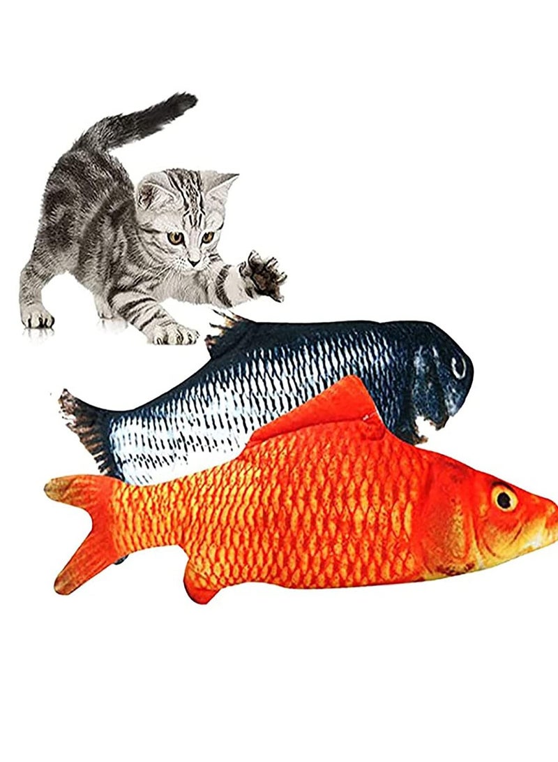 KASTWAVE Cat Fish Toy, Flopping Fish Cat Toy Moving Fish Catnip Toy, Interactive Cat Toys for Indoor Cats Floppy Cat Kicker Fish Toys Electric Flippity Fish Kitten Toys Different Fish for Choice (2 Pack) - Image 1