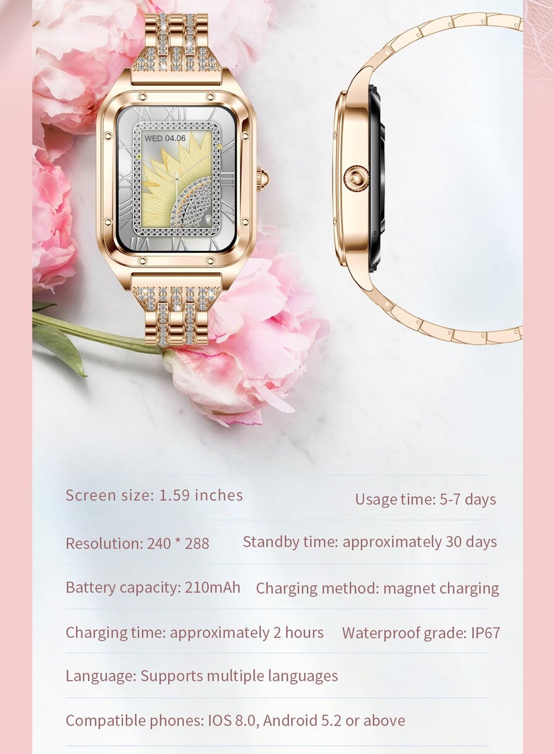 LIGE Ladies Exquisite Luxury Smartwatches Elegant Big battery Multi-functional Monitoring Mesh Rose Gold - Image 4