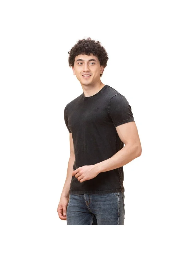 بيينغ هيومان Mens Black Round Neck Short Sleeve T-Shirt