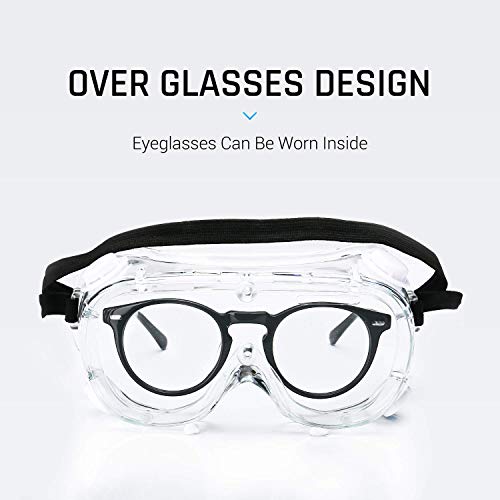 WOOLIKE Safety Goggles Medical Goggles Fit Over Eyeglasses Anti-Fog Safety Glasses Clear Lab Goggles chemistry Protective Eyewear ANSI Z87.1 - Image 2