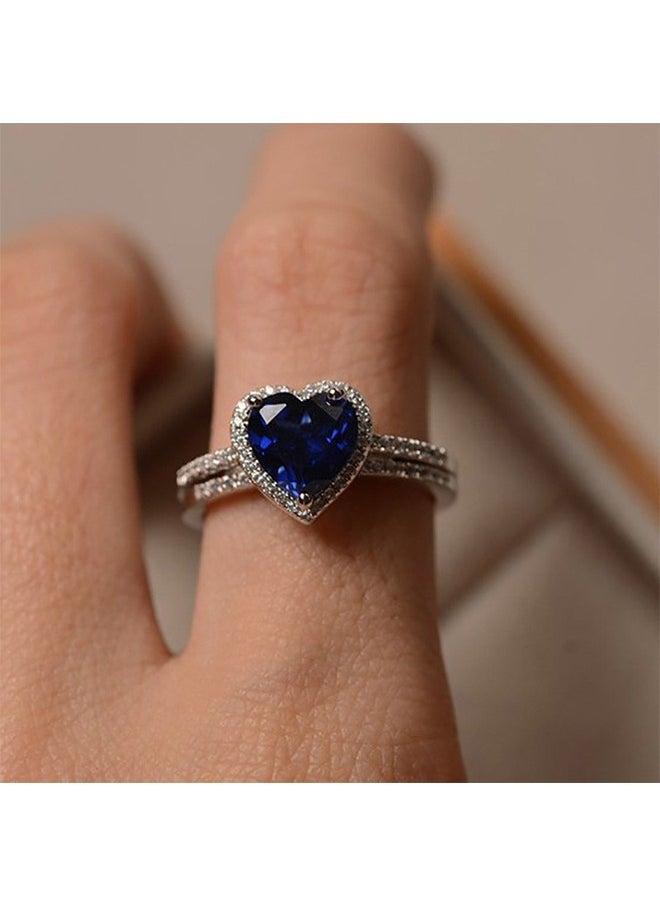 Beyond Sapphire Diamonds Ring, Anti Fading Titanium Silver Plated Ruby Ring, Luxury Ring for Women (Blue+Silver)  - Image 5