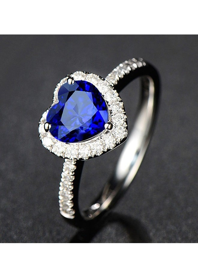 Beyond Sapphire Diamonds Ring, Anti Fading Titanium Silver Plated Ruby Ring, Luxury Ring for Women (Blue+Silver)  - Image 2