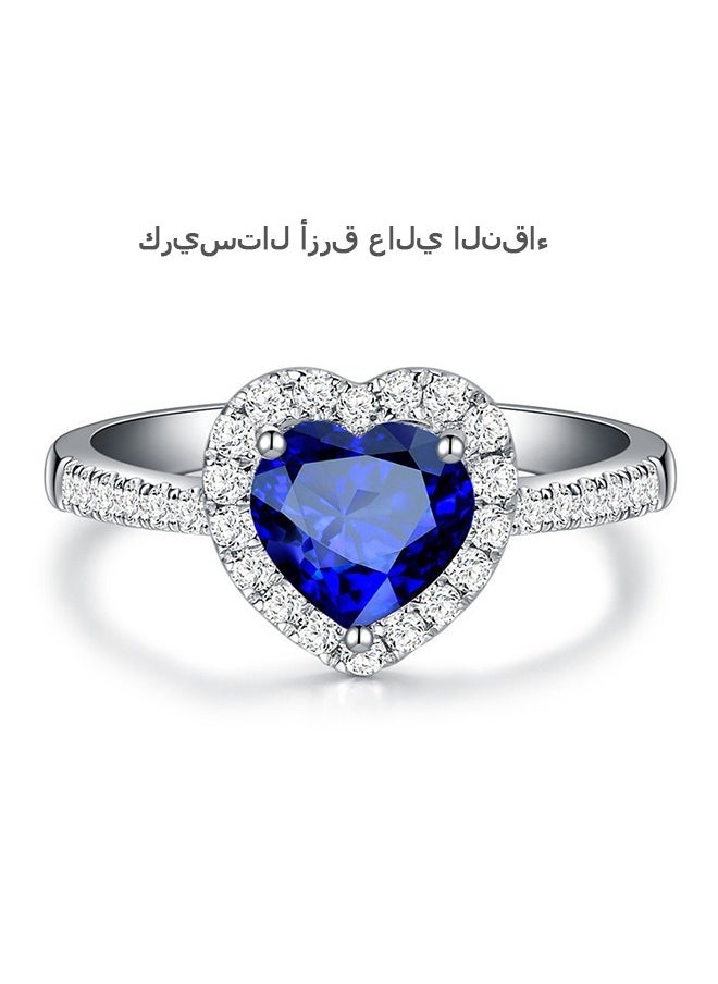Beyond Sapphire Diamonds Ring, Anti Fading Titanium Silver Plated Ruby Ring, Luxury Ring for Women (Blue+Silver)  - Image 1