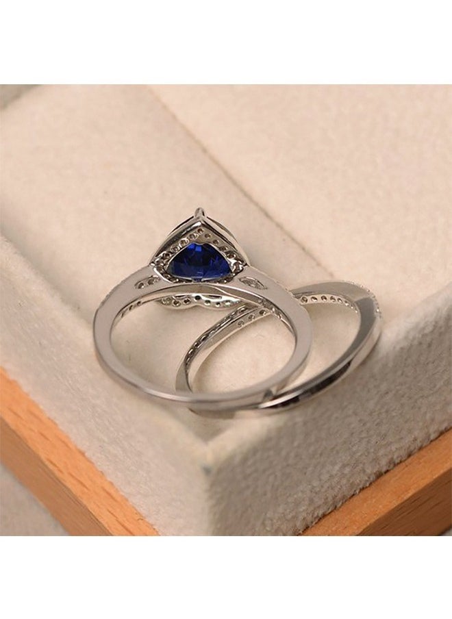 Beyond Sapphire Diamonds Ring, Anti Fading Titanium Silver Plated Ruby Ring, Luxury Ring for Women (Blue+Silver)  - Image 4