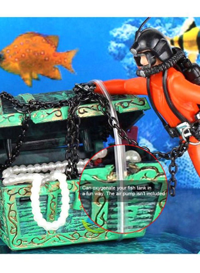 NIBEMINENT Aquarium Floating Diver Ornament with Moving Treasure Orange/Green/Black - Image 3