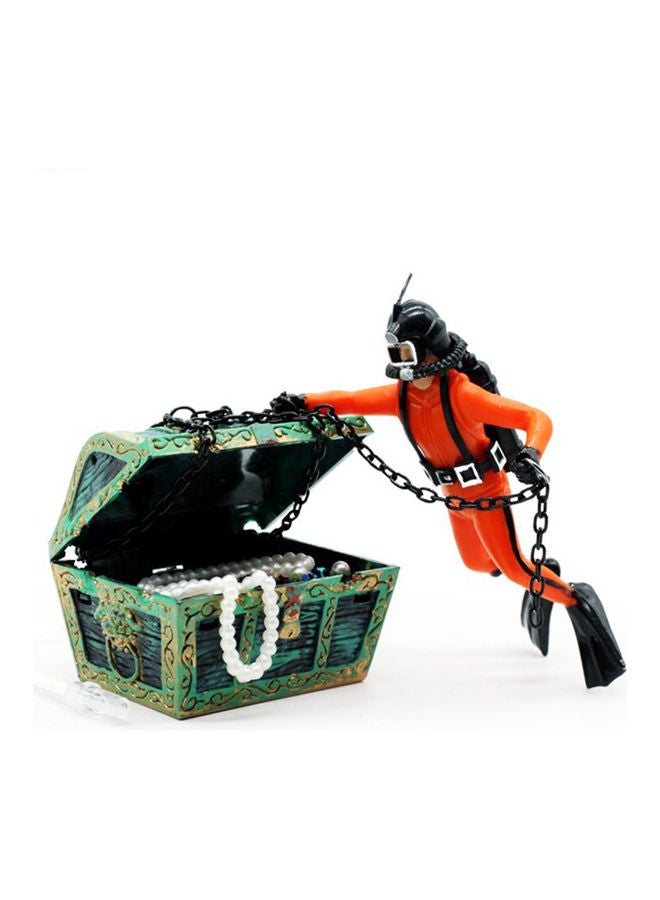 NIBEMINENT Aquarium Floating Diver Ornament with Moving Treasure Orange/Green/Black - Image 2