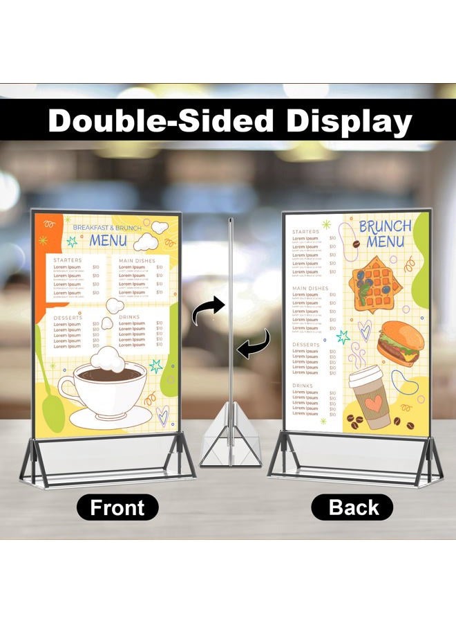 EHWINE 12 Pack Acrylic Sign Holder 4 x 6, Double Sided Black Picture Frame Stand up Table Top Sign Holders, Clear Display Stand Menu Flyer Holder for Wedding Party - Image 3