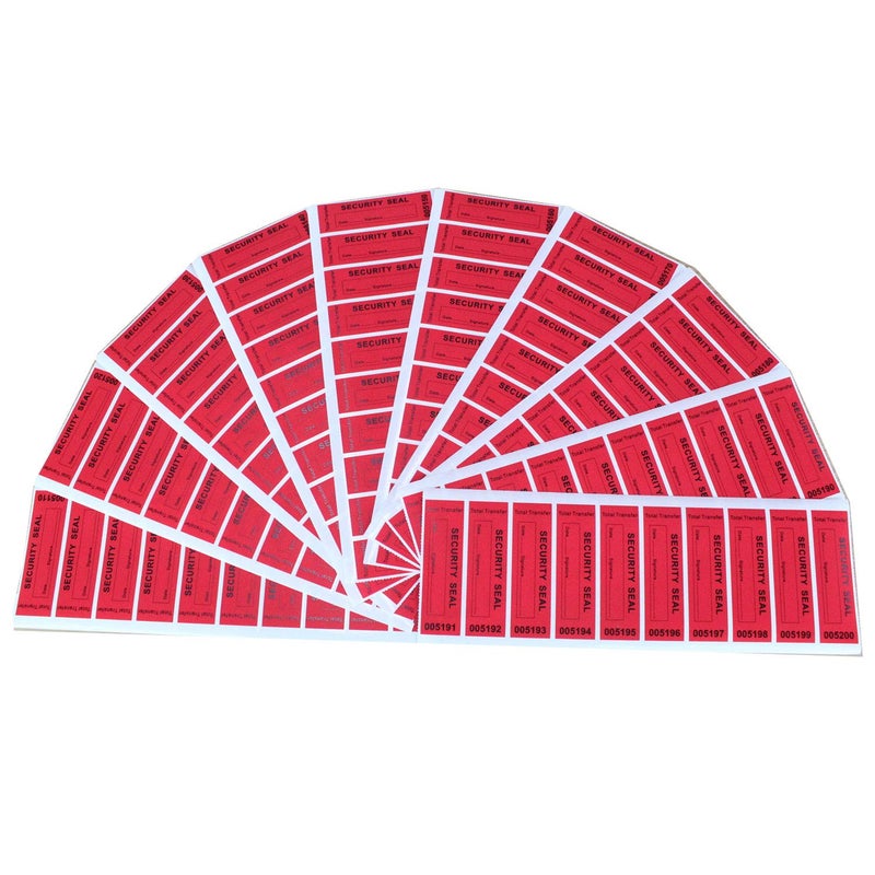 TamperSeals Group - 100pcs 100% Total Transfer Tamper Evident Security Warranty Void Stickers/Labels/Seals (Red, 1 x 3.35 Inches, Serial Numbers) - Image 3