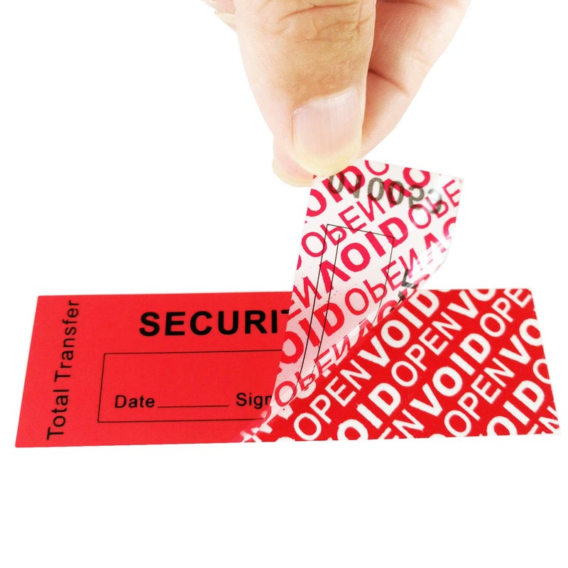 TamperSeals Group - 100pcs 100% Total Transfer Tamper Evident Security Warranty Void Stickers/Labels/Seals (Red, 1 x 3.35 Inches, Serial Numbers) - Image 4