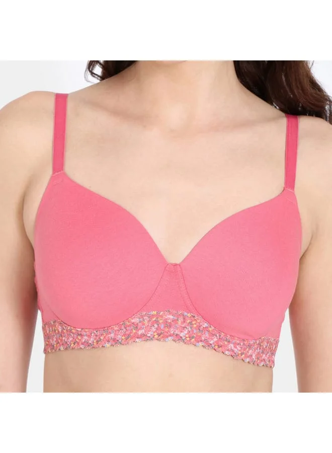 zivame Zivame Solid Padded Non-Wired Bra with Hook and Eye Closure