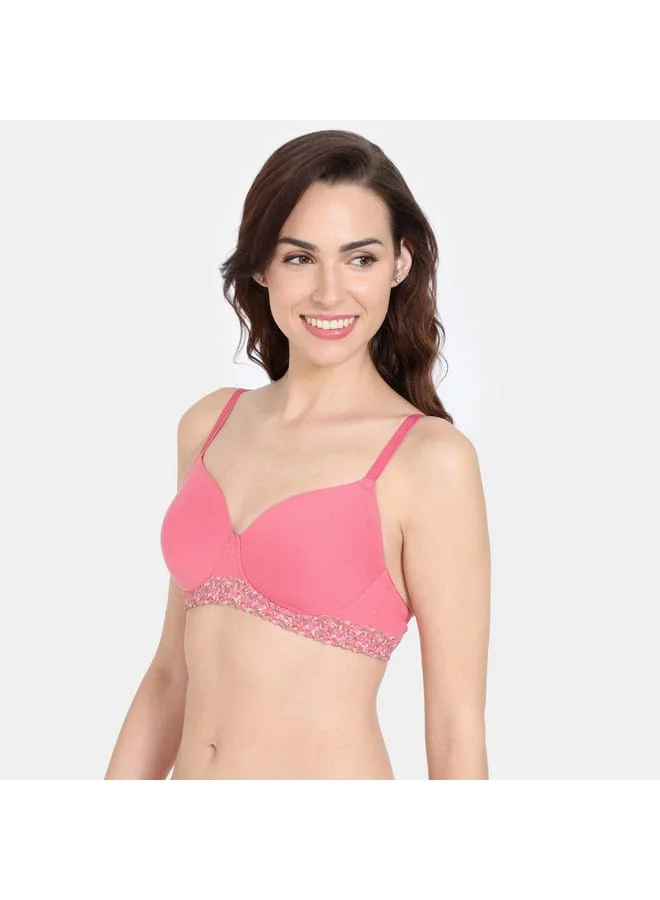 zivame Zivame Solid Padded Non-Wired Bra with Hook and Eye Closure