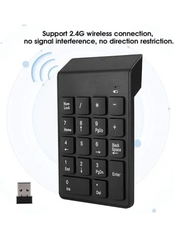Wireless Numeric Keypad 18 Keys - Portable 2.4G USB Number Pad with Mini USB Receiver, Wireless Numeric Keyboard for Laptop, PC, Notebook, Desktop & Surface Pro - Image 2