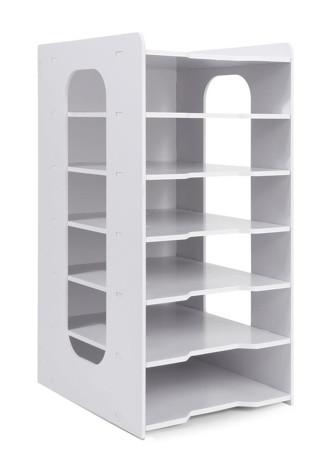 Uzant Paper Organizer Storage for Desk, 7 Tier Construction File Organizer Paper Sorter, Desktop Document Storage Holder for Home Office School, White - Image 1