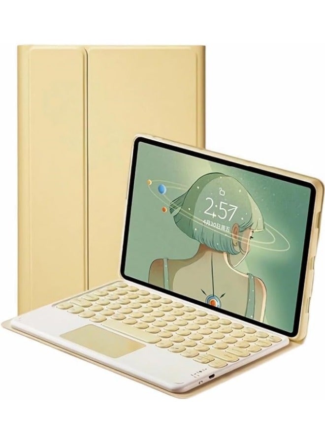 Touchpad English Keyboard Case for iPad Air 4 /Air 5 10.9 inch Detachable Keyboard with Touchpad, PU Slim Protective Cover for iPad Air4 /Air5 10.9 inch,Yellow - Image 3