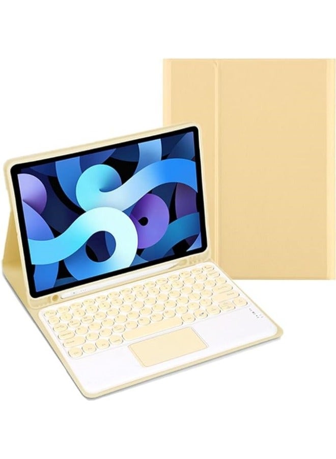 Touchpad English Keyboard Case for iPad Air 4 /Air 5 10.9 inch Detachable Keyboard with Touchpad, PU Slim Protective Cover for iPad Air4 /Air5 10.9 inch,Yellow - Image 2