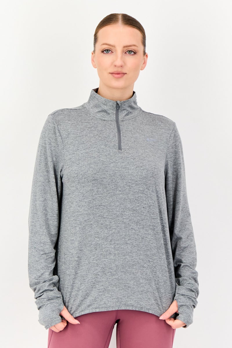 Nike سويت شيرت رياضي للنساء بشعار العلامة التجارية، رمادي - Image 1