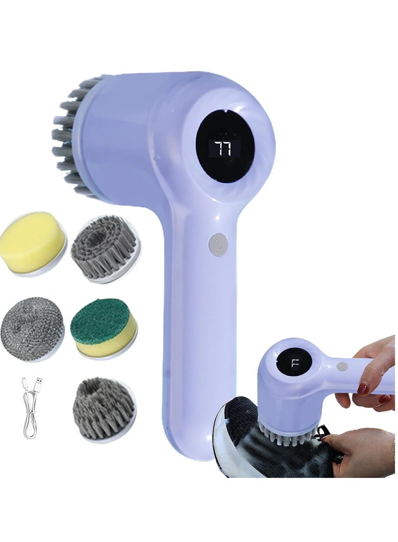 Automatic Cleaning Brush | Hand Held Powers Scrubber | Electric Tile Scrubber | Spin Scrubber with Replaceable Brush Heads and Adjustable Speeds for Bathroom Floor Tile, Gray - Image 1