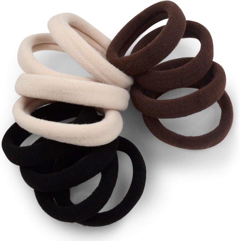 Cyndibands Seamless Hair Ties - Neutral Colors - Gentle Hair Ties No Damage, Standard Size 1.5 Inch, Soft and Stretchy Nylon Fabric Ponytail Holders - 12 Count - Image 1