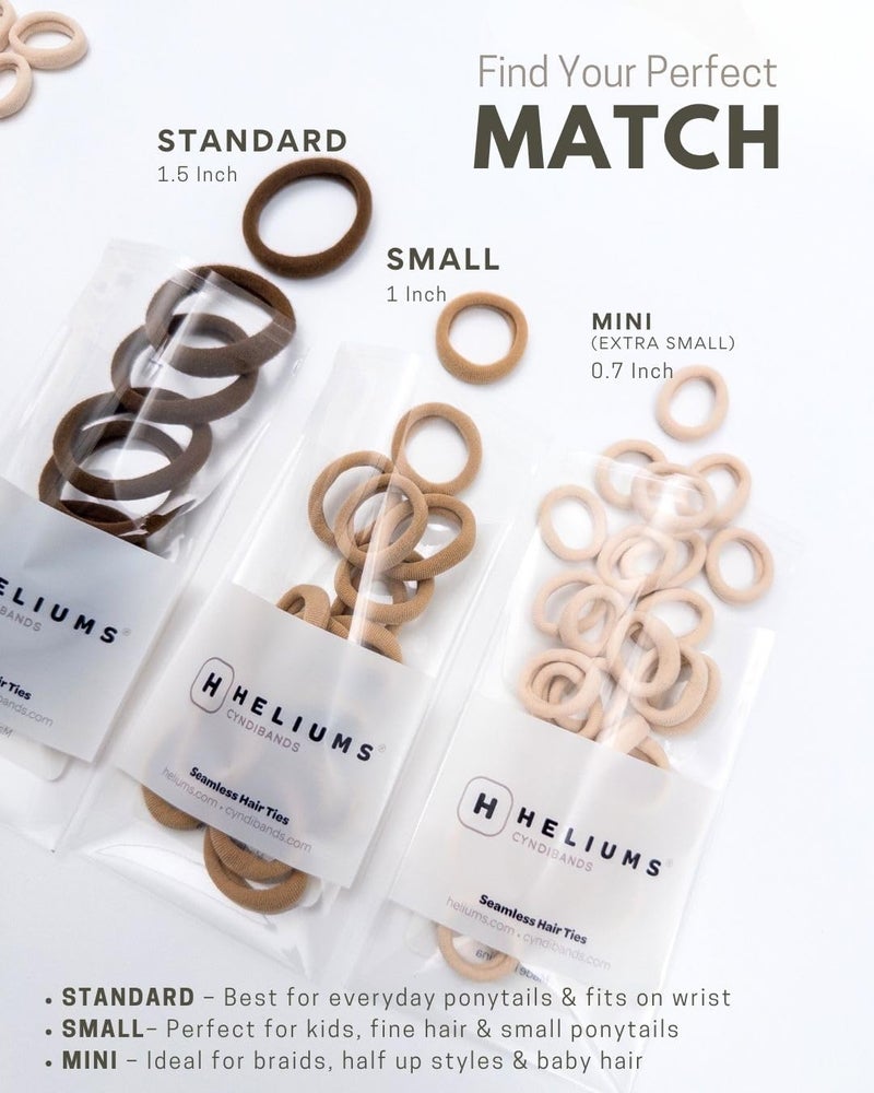 Cyndibands Seamless Hair Ties - Neutral Colors - Gentle Hair Ties No Damage, Standard Size 1.5 Inch, Soft and Stretchy Nylon Fabric Ponytail Holders - 12 Count - Image 3