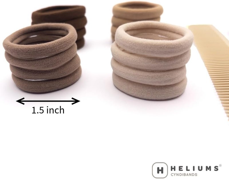 Cyndibands Seamless Hair Ties - Neutral Colors - Gentle Hair Ties No Damage, Standard Size 1.5 Inch, Soft and Stretchy Nylon Fabric Ponytail Holders - 12 Count - Image 2