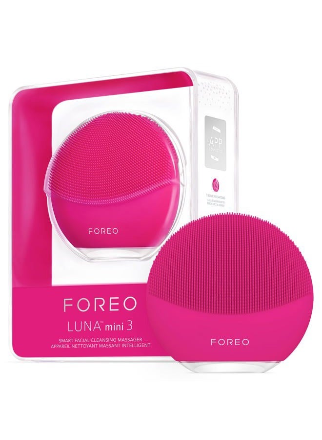 FOREO LUNA mini 3 Ultra-hygienic Facial Cleansing Brush - All Skin Types - Face Massager for Clean & Healthy Face Care - Extra Absorption of Facial Skin Care Products - Waterproof - Fuchsia - Image 1