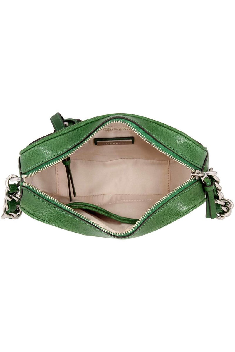 Tory Burch حقيبة كاميرا جلدية خضراء صغيرة للسيدات من فليمنغ شيفرون - Image 4