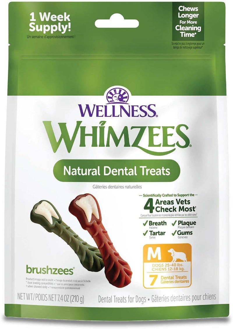 WHIMZEES Wellness WHIMZEES Daily Brushzees Dog Dental Treats, Natural Chews, Medium Size Stick, (7 Count) - Image 1