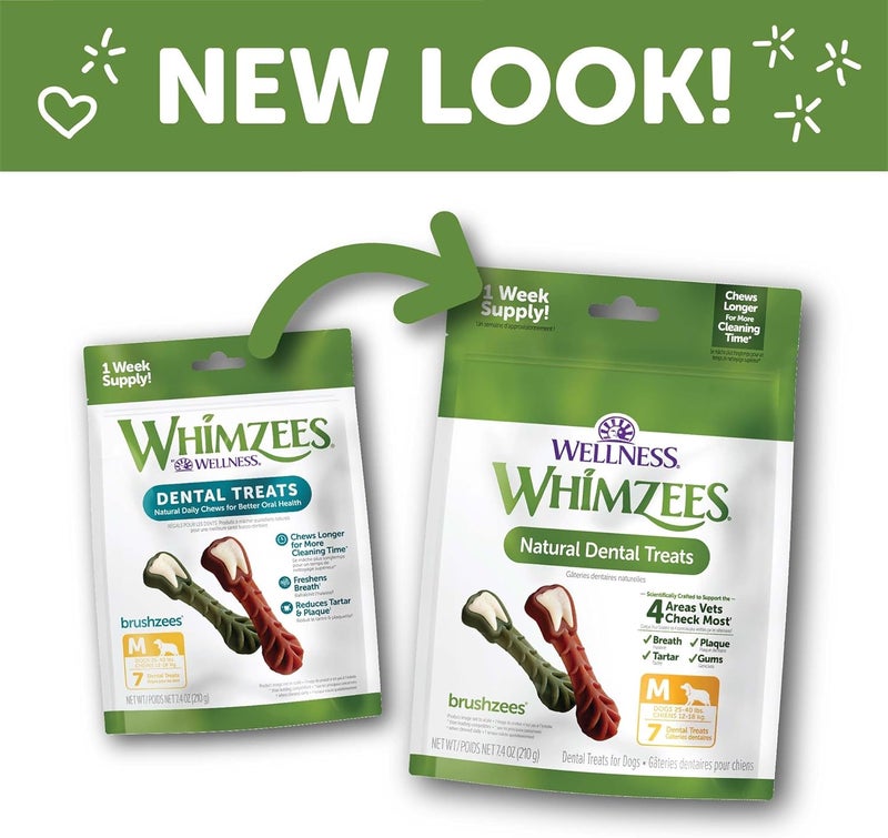 WHIMZEES Wellness WHIMZEES Daily Brushzees Dog Dental Treats, Natural Chews, Medium Size Stick, (7 Count) - Image 3