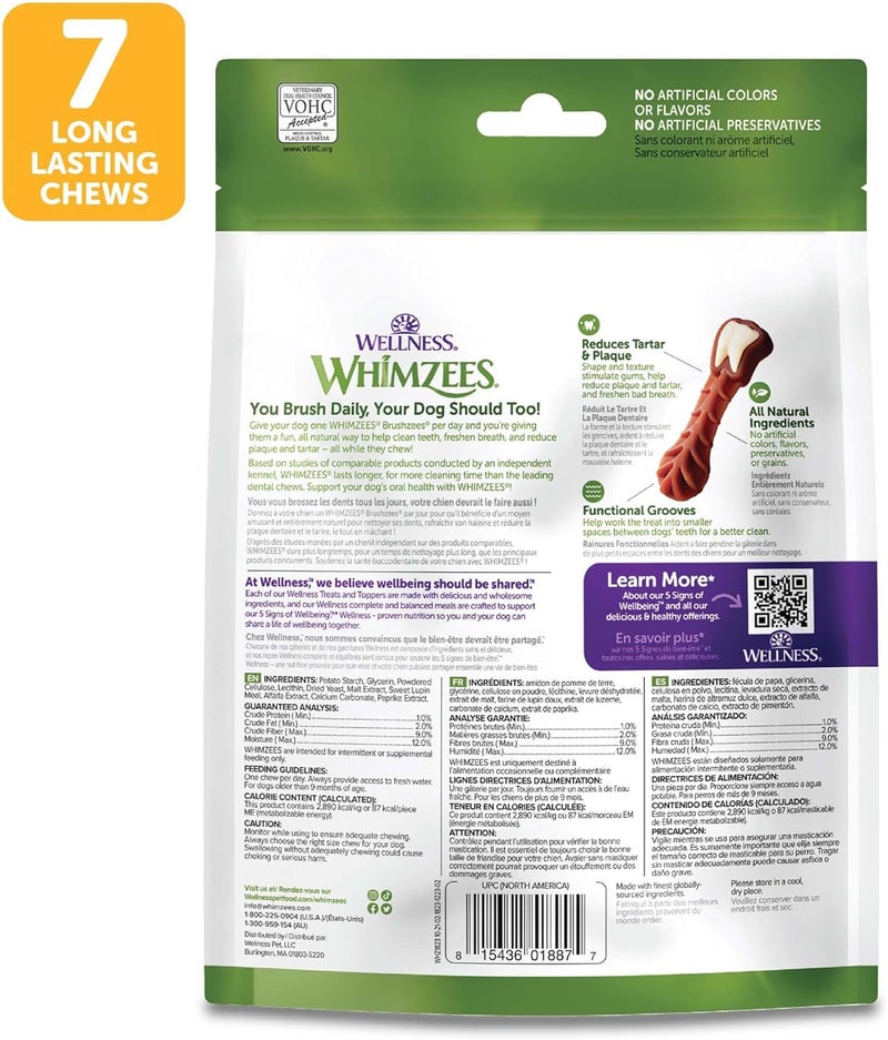 WHIMZEES Wellness WHIMZEES Daily Brushzees Dog Dental Treats, Natural Chews, Medium Size Stick, (7 Count) - Image 2
