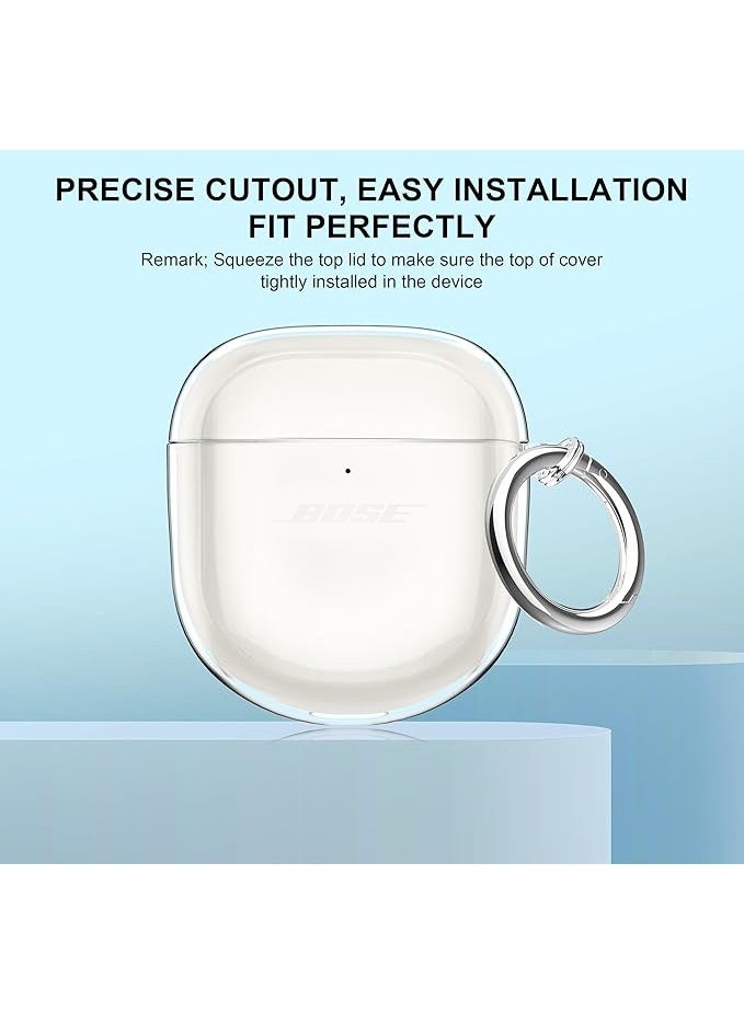for Bose QuietComfort Earbuds II 2022 Case Clear,Full Protective Soft Transparent TPU Cover for Bose QC 2 Earbuds with Carabiner&Rope and Cleaning Pen-Clear - view 4