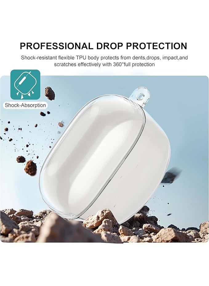 for Bose QuietComfort Earbuds II 2022 Case Clear,Full Protective Soft Transparent TPU Cover for Bose QC 2 Earbuds with Carabiner&Rope and Cleaning Pen-Clear - view 3