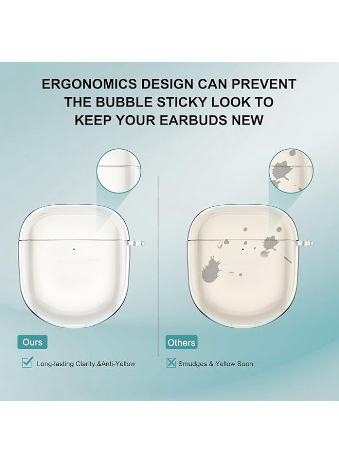 for Bose QuietComfort Earbuds II 2022 Case Clear,Full Protective Soft Transparent TPU Cover for Bose QC 2 Earbuds with Carabiner&Rope and Cleaning Pen-Clear - view 5
