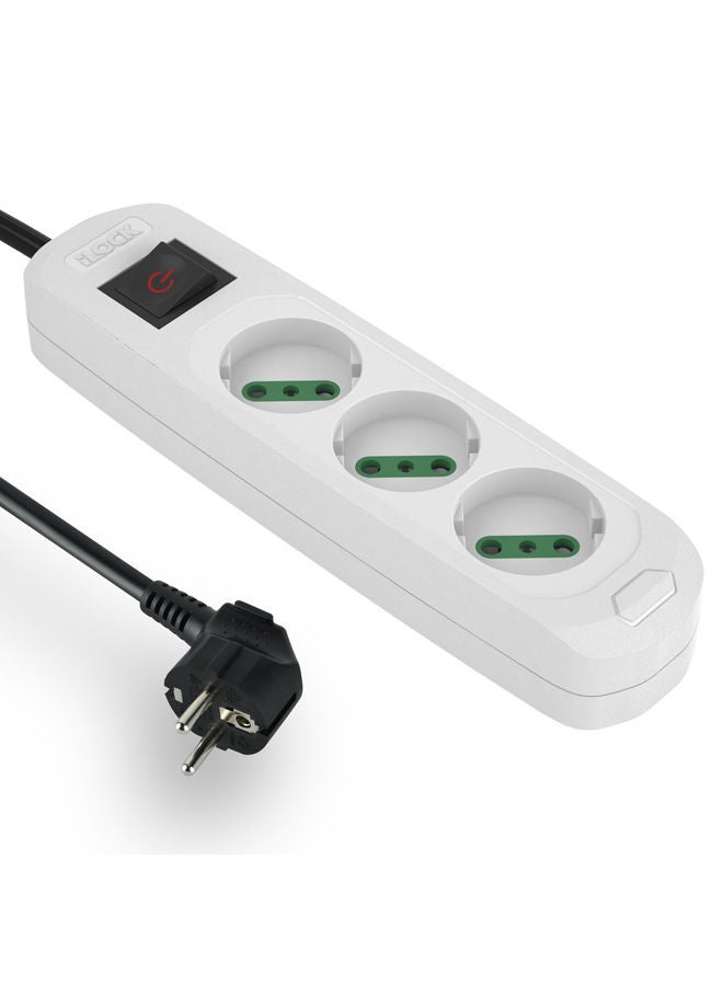 iLOCK Power Strip 3 Outlets  - 3500W- 1.5M - White - Image 2