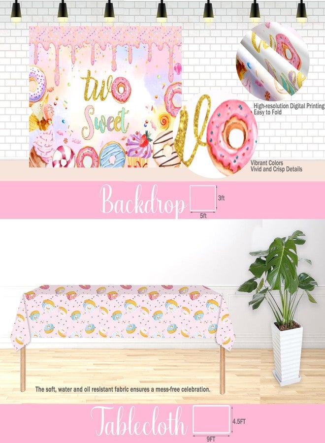 Hombae Two Sweet Party Decorations, 2nd Birthday Decorations for Girls, Donut Themed Backdrop Balloon Garland Arch Kit with Balloon Boxes Tablecloth for 2 Year Old Birthday Party - Image 5