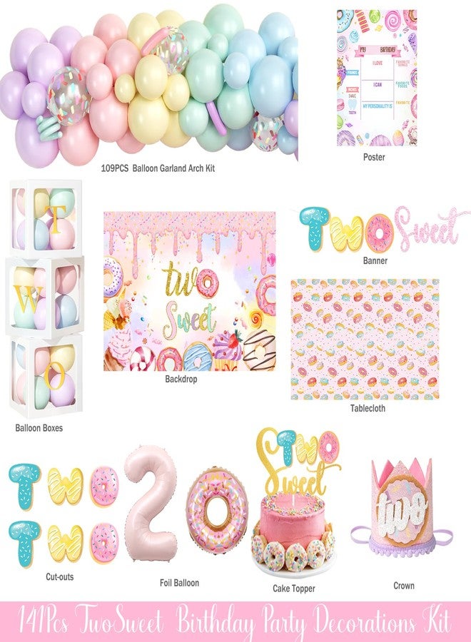 Hombae Two Sweet Party Decorations, 2nd Birthday Decorations for Girls, Donut Themed Backdrop Balloon Garland Arch Kit with Balloon Boxes Tablecloth for 2 Year Old Birthday Party - Image 2