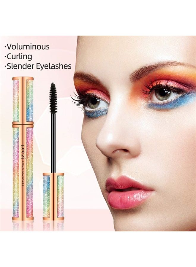 Leezi 4D Silk Fiber Eyelash Mascara,Waterproof Thickening Long Lasting Smudge-Proof Natural 4D Fiber Mascara, Curling Lashes Lengthening Mascara, All Day Exquisitely , Extra Long 4D Mascara Black Volume And - Image 2