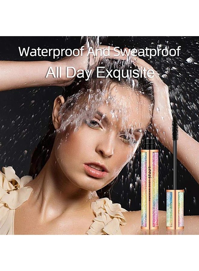 Leezi 4D Silk Fiber Eyelash Mascara,Waterproof Thickening Long Lasting Smudge-Proof Natural 4D Fiber Mascara, Curling Lashes Lengthening Mascara, All Day Exquisitely , Extra Long 4D Mascara Black Volume And - Image 3