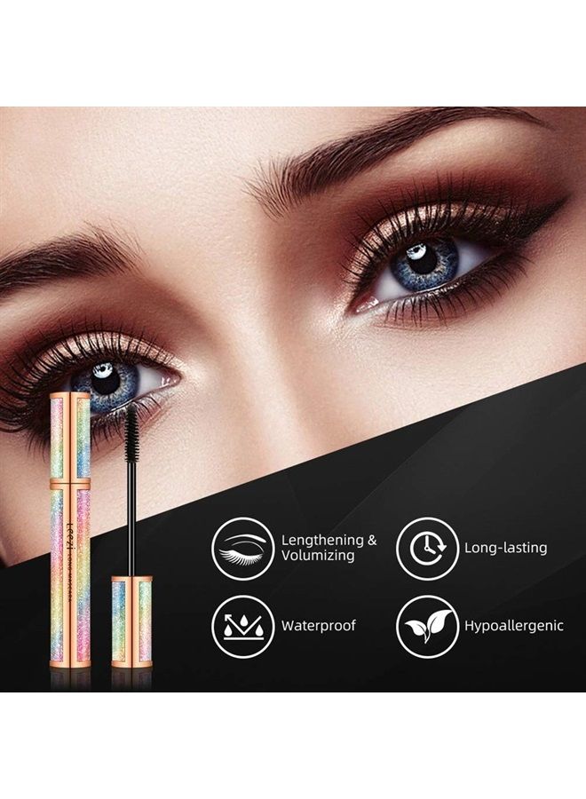 Leezi 4D Silk Fiber Eyelash Mascara,Waterproof Thickening Long Lasting Smudge-Proof Natural 4D Fiber Mascara, Curling Lashes Lengthening Mascara, All Day Exquisitely , Extra Long 4D Mascara Black Volume And - Image 5