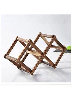 LINGWEI Foldable Wooden Wine Rack Free Standing Brown  - Image 2