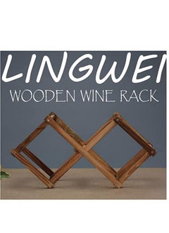 LINGWEI Foldable Wooden Wine Rack Free Standing Brown  - Image 1