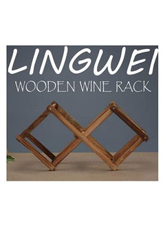 LINGWEI Foldable Wooden Wine Rack Free Standing Brown  - Image 3