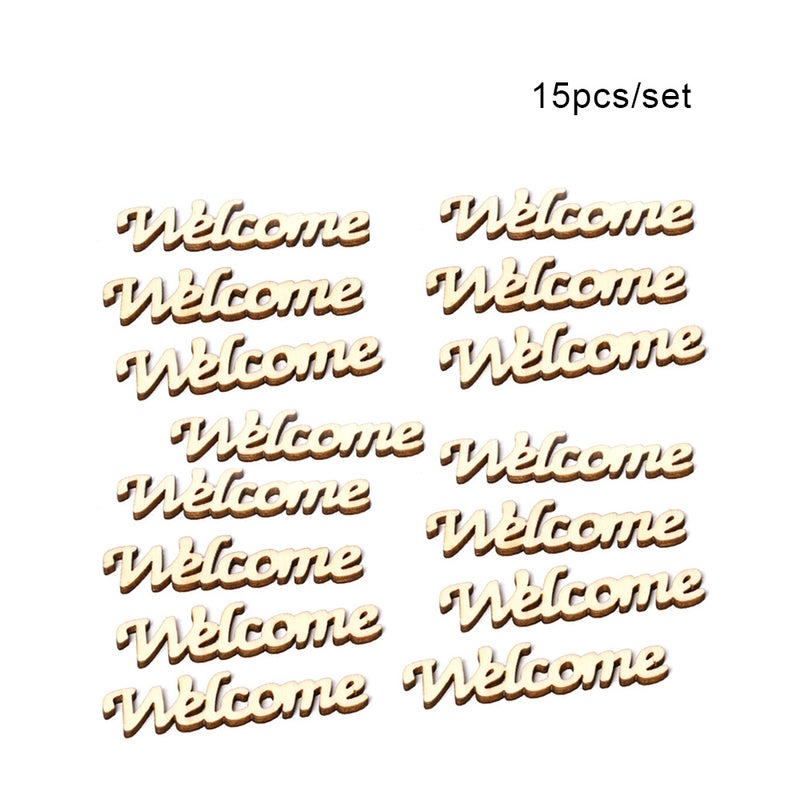 15pcs/set Vintage Rustic Style WELCOME Wooden Table Stand Sign Ornaments DIY Wedding Party Decoration Board - Image 1