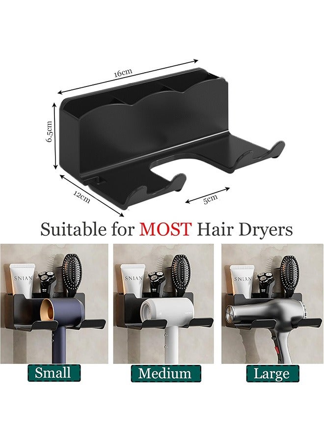 Hair Dryer Holder - Bathroom Organizer Hair Dryer Holder Wall Mounted Hair Styling Tools Organizer Hair Dryer Holder Cabinet Door Blow Rack for Hair Dryer Stand with Plug Hook White - Image 2