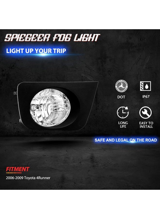 SPIEGEER Fog Lights Assembly for 2006 2007 2008 2009 Toyota 4Runner Fog Lamps Replacement Kit with Switch&Wiring Kit with 9006 12V 55W Halogen Bulbs Clear Lens - Image 3