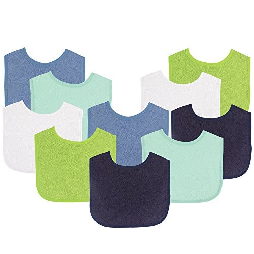 Luvable Friends Unisex Baby Cotton Terry Bibs, Boy Solid Green, One Size - Image 2