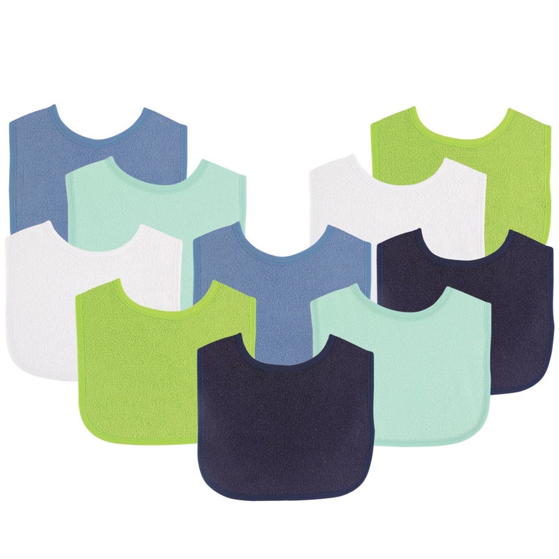 Luvable Friends Unisex Baby Cotton Terry Bibs, Boy Solid Green, One Size - Image 4
