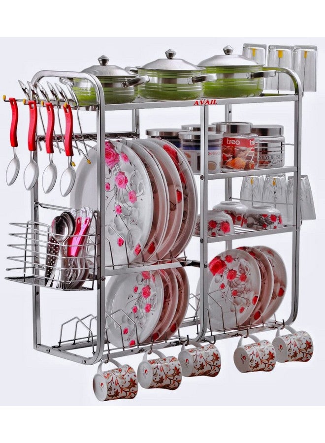 AVAIL Stainless Steel 24x24 Inch Wall Mount Dish Rack/Plate Cutlery Stand/Kitchen Organizer Shelves - Image 1
