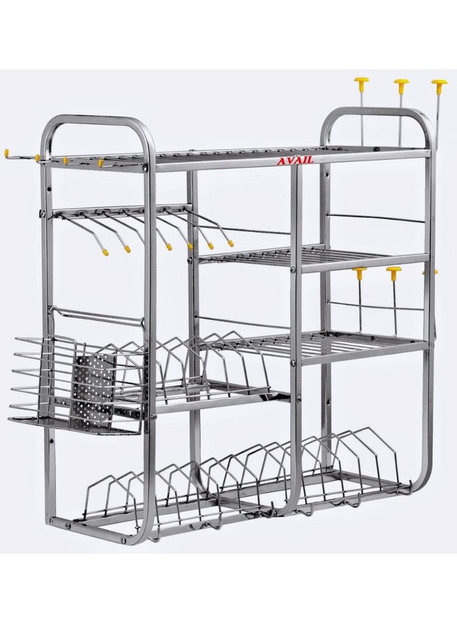 AVAIL Stainless Steel 24x24 Inch Wall Mount Dish Rack/Plate Cutlery Stand/Kitchen Organizer Shelves - Image 2
